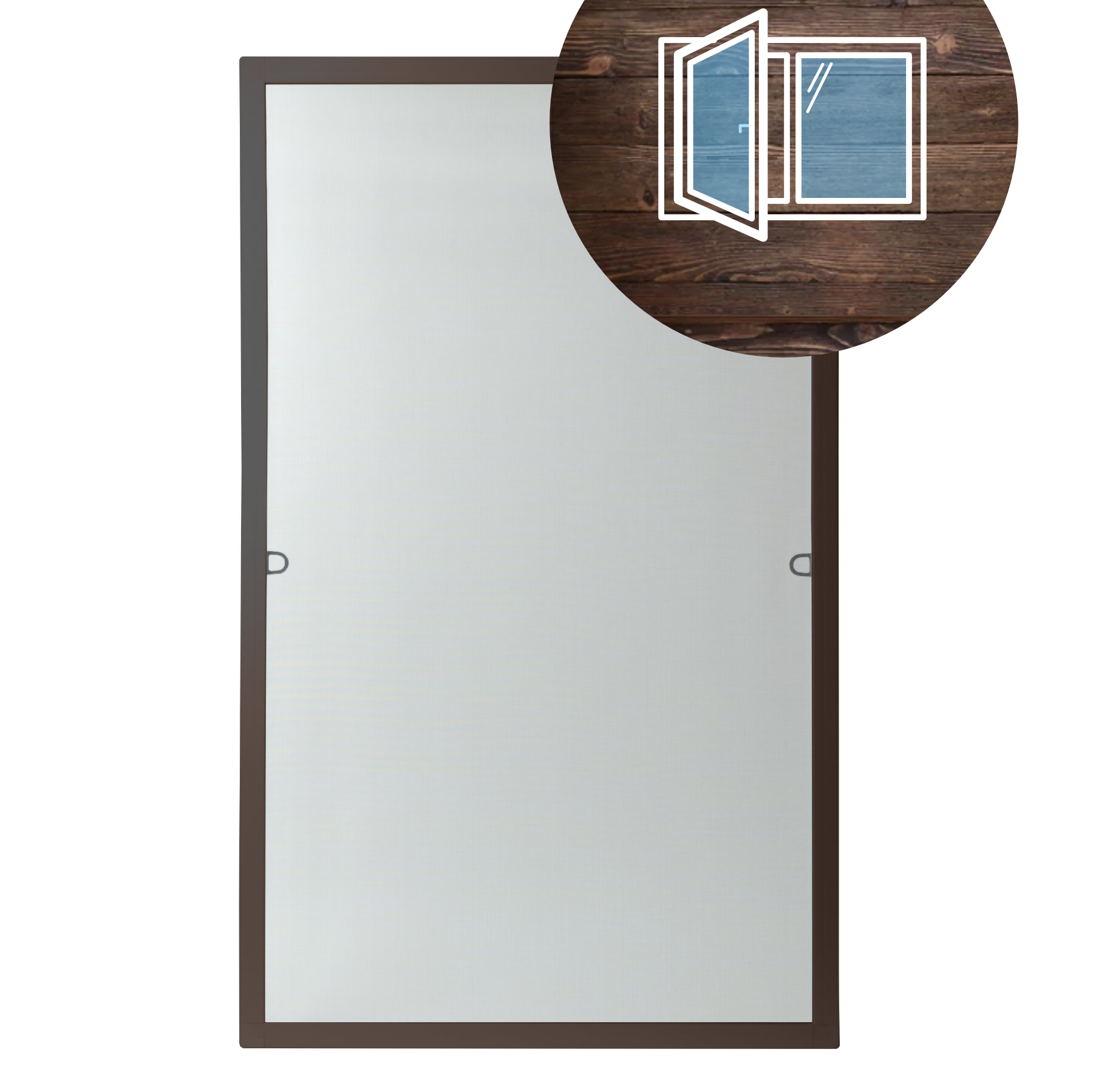 Moskitiera ciemnobrązowa do okien drewnianych CLICKY Buzz Wood